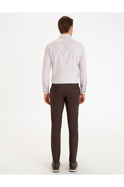 Pierre Cardin Brown Slim Fit Canvas Trousers 50227424-Vr029