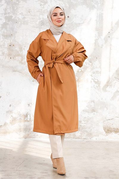 Bestenur Aylen Belted Trench Coat 1240 - Tan