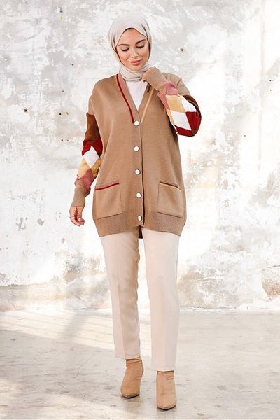 Bestenur Ζακέτα πλεκτών με σχέδιο Mink Argyle 1243