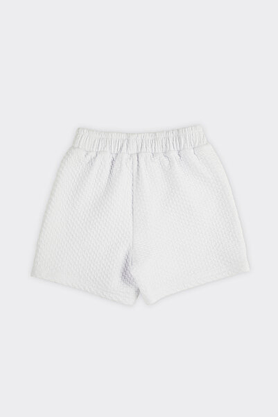 Panço Kız Çocuk Beli Lastikli Beyaz Örme Şort Etek