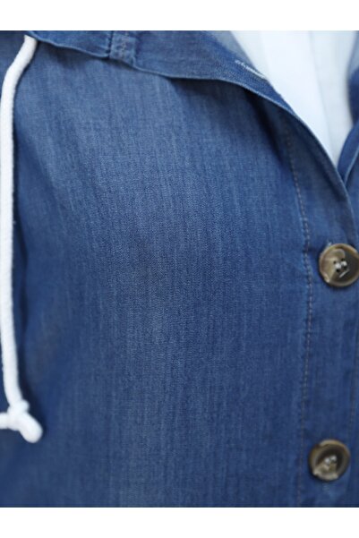 Modamorfo Indigó hosszú farmer - hosszúkás gombos és kapucnis pulóver