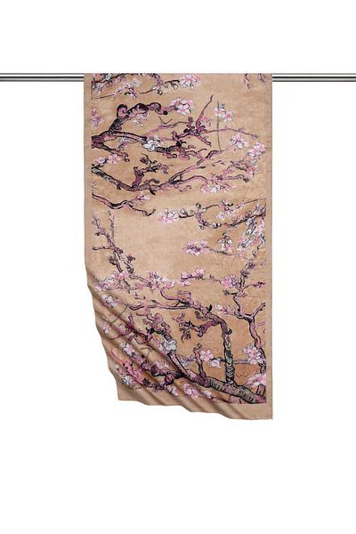 Bursa İpek Camel Almond Flower Silky Scarf
