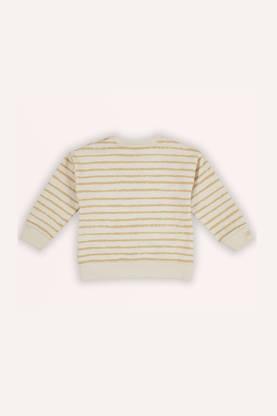 Panço Erkek Bebek Çizgi Desenli Bej Sweatshirt