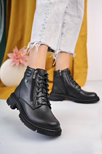 Diego Carlotti Hakiki Deri Kadın Günlük Fermuarlı Bot DC2619