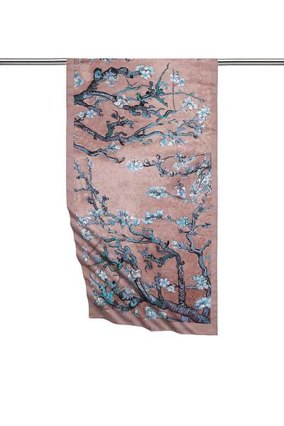 Bursa İpek Dark Powder Almond Flower Silky Scarf