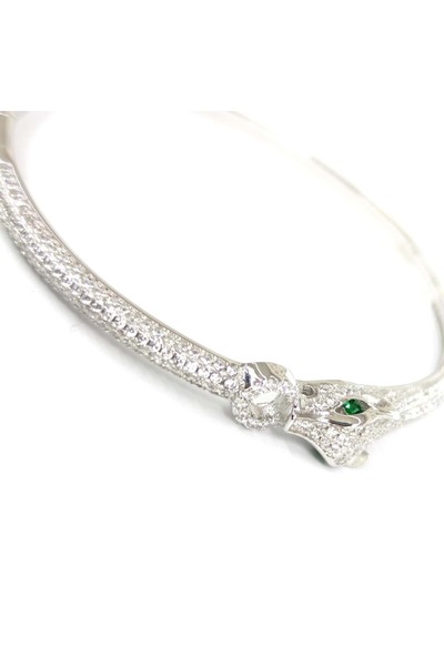 Güler Yüzlü Silver KAPLAN FİGÜRLÜ GÜMÜŞ BİLEZİK