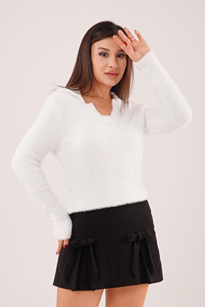 Hipo Trend Λευκό πουλόβερ με μαλακό γιακά πόλο