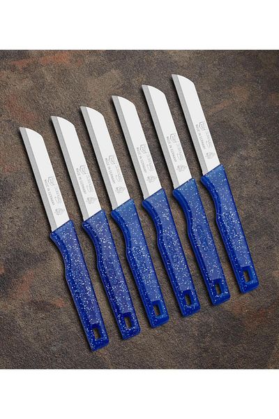 onon Sofrada Moda Solingen 6-Piece Blue Glitter Fruit Knife - Square Hanger and Serrated