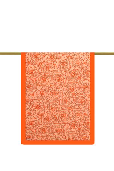 Bursa İpek Πορτοκαλί Rosa Pattern Twill Silk Σάλι