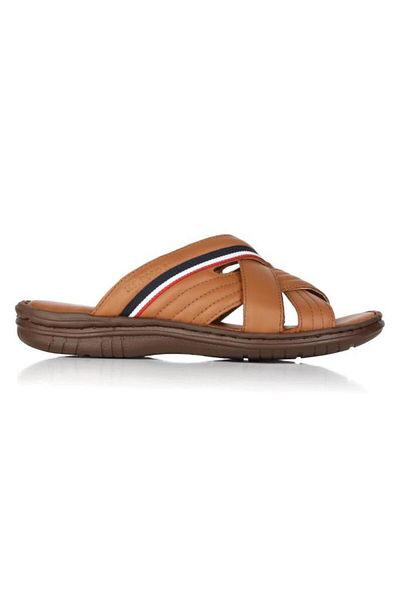 U.S. Polo Assn. Delmar Genuine Real Leather Tan Anatomical Sole Male Slippers