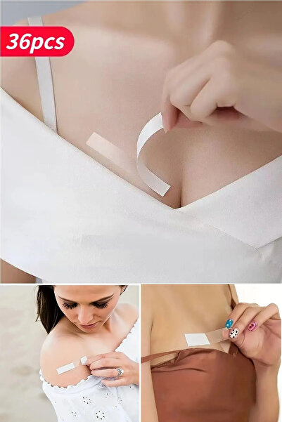 WENTER 36 Parça Şeffaf Elbise Sabitleyici Dekolte Takı Kıyafet Sabitleme Band...