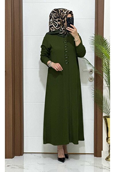 modasura 1660  K 70 haki  fitilli atlas kumaş halka detay  buyuk beden elbise...