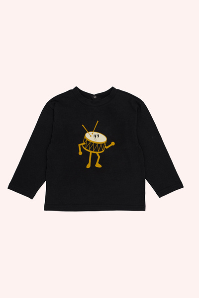 Panço Erkek Bebek Baskılı Uzun Kollu Siyah Tişört