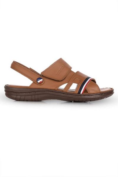 U.S. Polo Assn. Davın Genuine Real Leather Tan Anatomical Sole Male Slippers