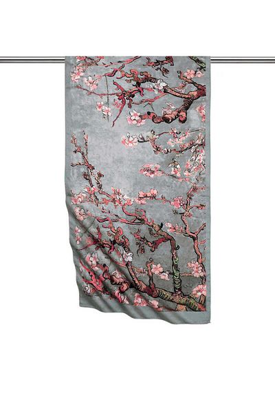 Bursa İpek Gray Almond Flower Silky Scarf