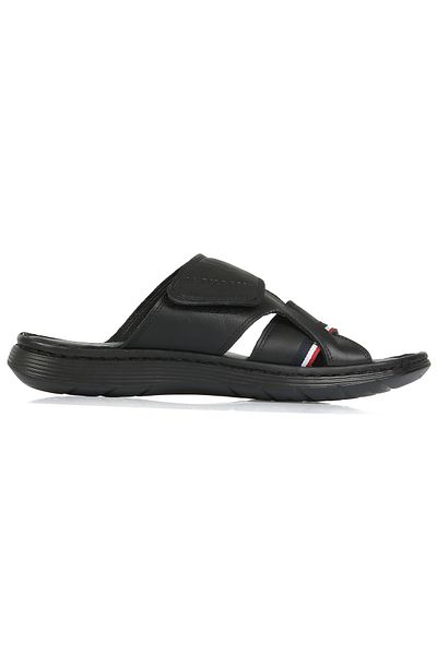 U.S. Polo Assn. Dean Genuine Real Leather Black Anatomical Sole Male Slippers