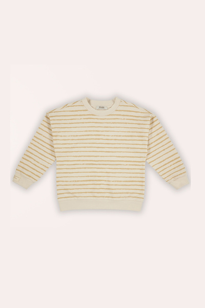 Panço Erkek Çocuk Çizgi Desenli Bej Sweatshirt