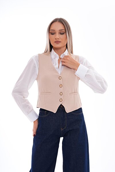 ŞİMAL Жіночий жилет із застібкою на ґудзиках 245289 -