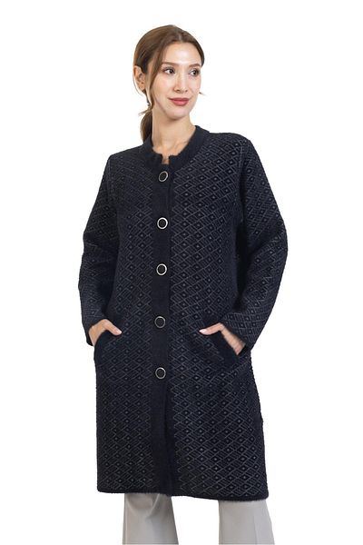 Mutlu City New Season 2023/2024 Middle Age Women's Buttoned Lurex Angel Pattern Knitwear Knitted Long Mother Cardigan 8166