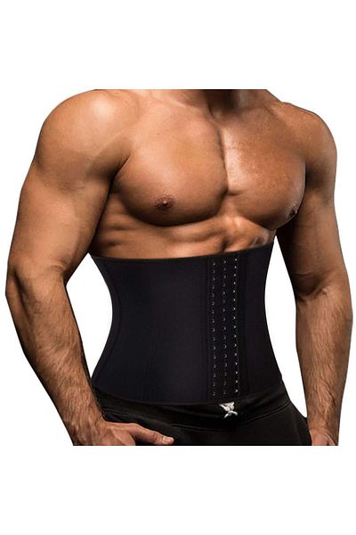 MİSTİRİK Tvigoso Model Back Support Waist and Abdominal Organizer Sports Latex Corset with 4 Hooks Black Color