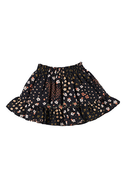 Panço Baby Girl Patterned Black Skirt