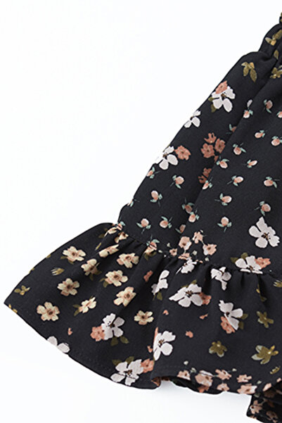 Panço Baby Girl Patterned Black Skirt