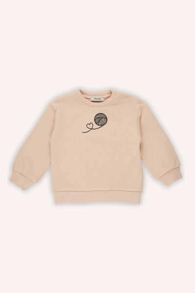 Panço Kız Bebek Kabartma Baskılı Somon Sweatshirt