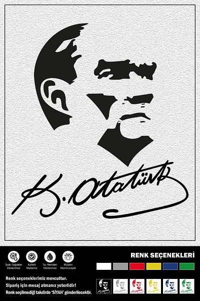Ecce STICKER ATATURK PENTRU POZA SI SEMNATURA 30 x 33 cm