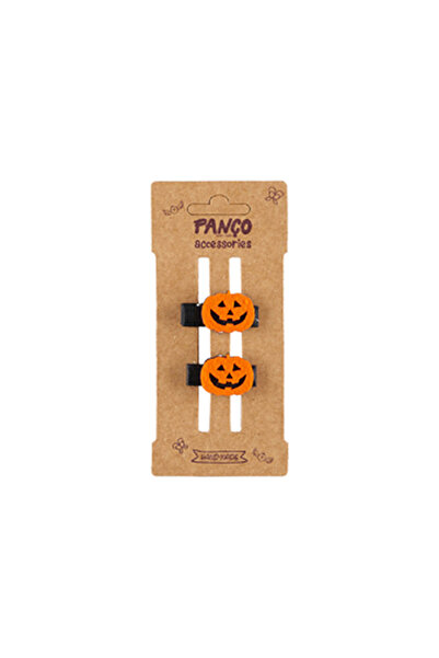 Panço Kız Çocuk Bal Kabağı Detaylı Turuncu Toka Seti