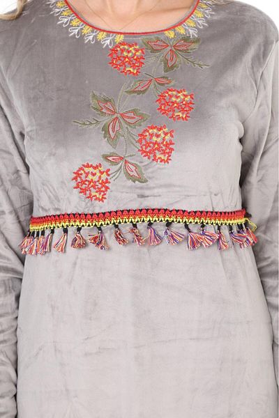 mervemoda ROCHIE DE Catifea DAMĂ Mânecă LUNGĂ