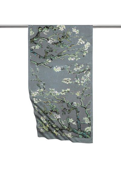 Bursa İpek Gray Almond Flower Silky Scarf