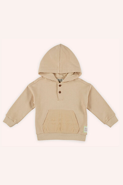 Panço Baby Boy Hooded Beige Sweatshirt
