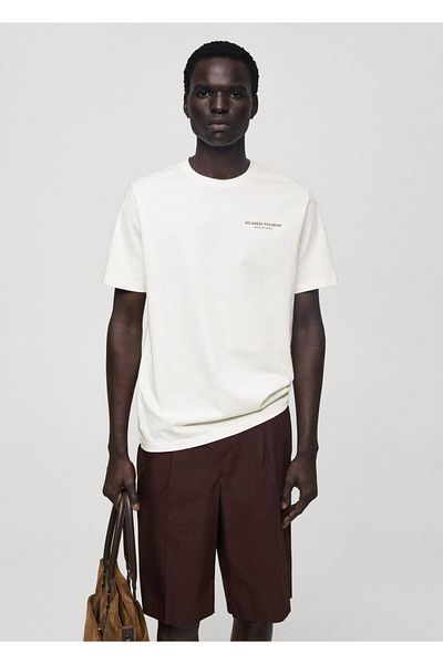 MANGO Man Koszulka z nadrukiem Slim Fit wykonana w 100% z bawełny
