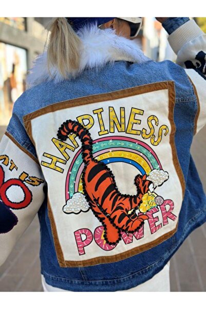 Robin 99419 Μπλε τζιν παλτό με γιακά