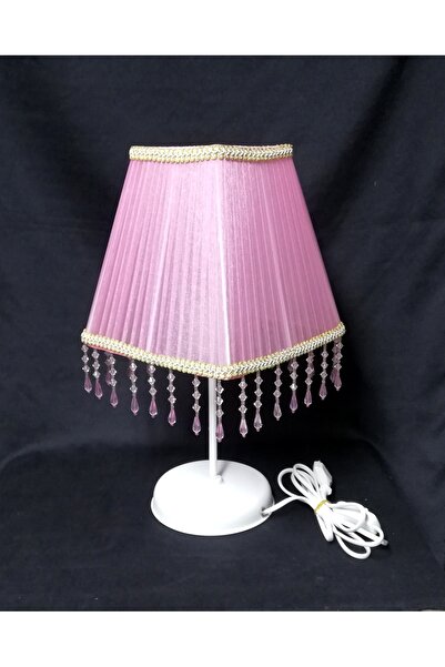 TEKAY AYDINLATMA Pink Beaded Conical Square Headboard Bedroom Lampshade