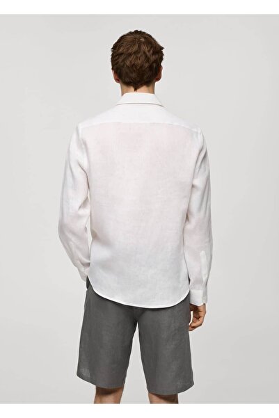 MANGO Man %100 keten regular kesim gömlek