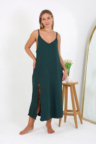 Akbeniz Γυναικείο νυχτικό 12111 με σχοινί λουράκι μεγάλου μεγέθους