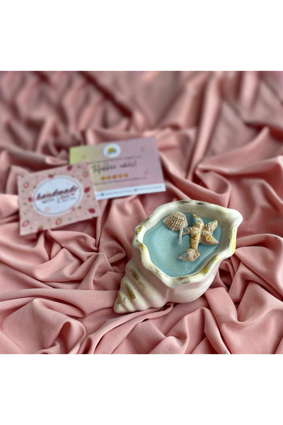 Handmade Dekoratif Deniz Kabuğu Parıltılı Mum - Kokulu Mum