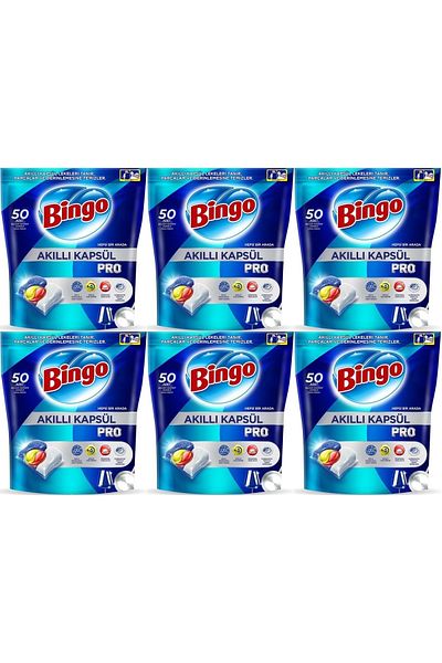 Bingo Pro Dish Smart Capsule - 300 Lemon Scented Detergent Tablets (6Pk*50)