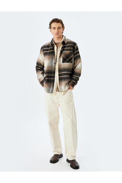 Koton Brown Plaid Men's Adult Shirt 5Wam60026Hw