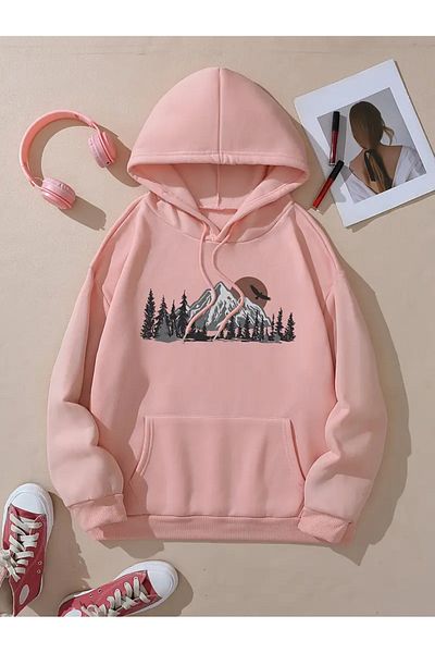 Karatopak Hanorac oversize cu glugă unisex imprimat cu buzunar cangur
