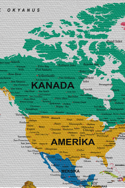 AYDESİA Wall Cover / Carpet Detailed Current Turkish World Map Quality Canvas Fabric-3981