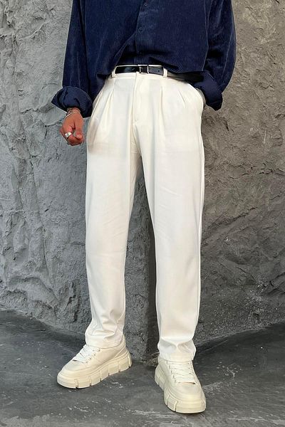Elzem White Classic Baggy Pants