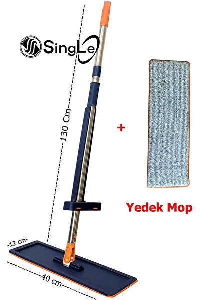 Single Kendinden Sıkmalı Mop Paspas Takım - 1 Adet Yedek Mikrofiber Mop Bezi Hediyeli