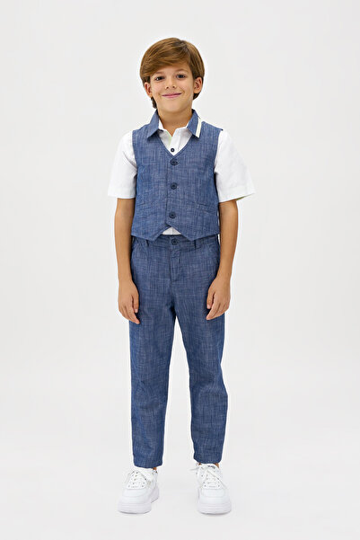Panço Erkek Çocuk Düğmeli Lacivert Yelek