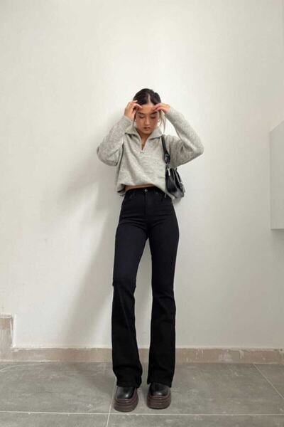 ByCukurovaFrango BY-6345 Ισπανικό τζιν παντελόνι με φαρδιά μπατζάκια, ανεξίτη...