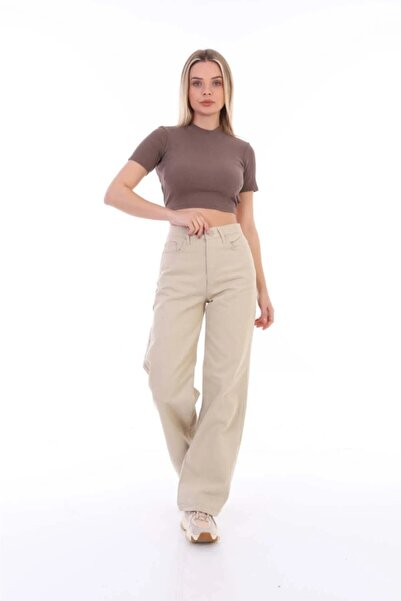 ByCukurovaFrango Monera Rosa High Waist Boyfriend Wide Leg Jeans