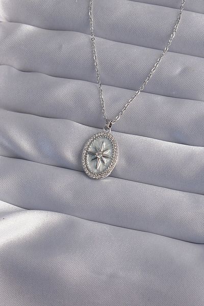 Skygo 316l Necklace with Zirconia and Embossed Silver Color - Tj-bko9016