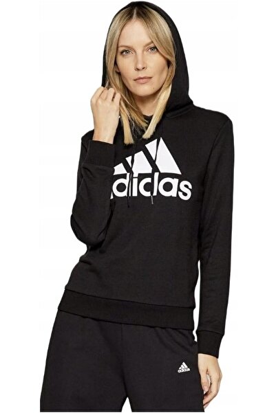adidas Essentials Relaxed Logo Kapüşonlu Kadın Siyah Sweatshirt