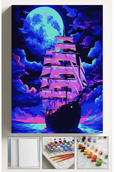 Sulepas Sayılarla Boyama Seti Numaralı Tuval Fırça Boya GEMİ 40X50 Cm